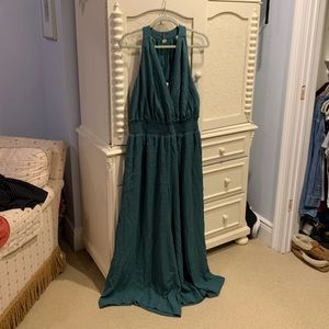 Teal blue flowy jumpsuit